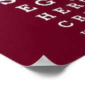 Bordeauxrode oogkaart met aangepast bericht poster (Hoek)