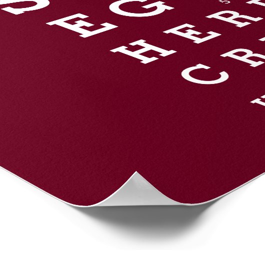 Bordeauxrode oogkaart met aangepast bericht poster (Hoek)