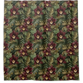 Bordeauxrode Orchidee Bloemig Tropisch Douchegordijn (Voorkant)