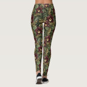 Bordeauxrode Orchidee Bloemig Tropisch Leggings (Achterkant)