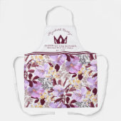 bordeauxrode Paarse bloem | Koningin van de keuken Schort (Voorkant)