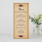Bordeauxrode Roos Zwarte Vintage Bruiloft Menu (Staand voorkant)