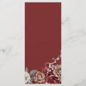 Bordeauxrode Rozen Bloem Bruiloft Menu (Achterkant)