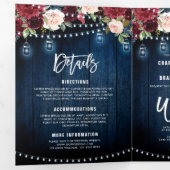 Bordeauxrode scheepskoordlichtslingers drievoudige drieluik aankondiging (Binnenzijde eerst)