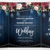 Bordeauxrode scheepskoordlichtslingers drievoudige drieluik aankondiging (Binnenkant midden)