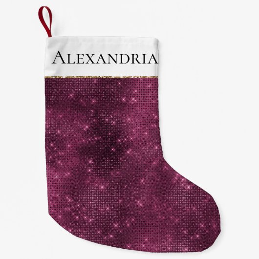 bordeauxrode sprankeling kleine kerstsok (Voorkant)