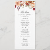 Bordeauxrode waterverf bloemenhuwelijk menu (Voorkant)