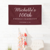 Bordeauxrood 100ste verjaardagsfeestbanner spandoek (Insitu)