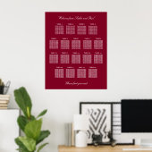 Bordeauxrood 18 Tafel Trouw Stoelen Plattegrond Po Poster (Thuiskantoor)