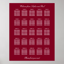 Bordeauxrood 25 Tafel Trouw Stoelen Plattegrond Po Poster