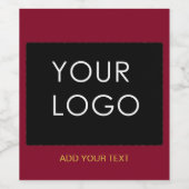 Bordeauxrood aanpasbaar zakelijk logo toevoegen  wijn etiket (Enkel label)