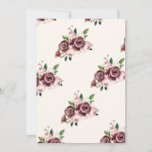  bordeauxrood bloemenbruiloft kaart (Achterkant)