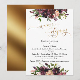 Bordeauxrood bloemmotief & goud elegant Wij gaan e Kaart