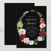 bordeauxrood bloesem zwart vrijgezellenfeest kaart (Voorkant / Achterkant)