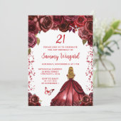 Bordeauxrood Blond Haar Prinses Verjaardagsfeest Kaart (Staand voorkant)