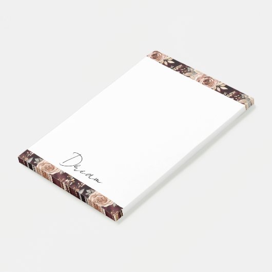 Bordeauxrood blozend bloem bruiloft post-it® notes (Schuin)