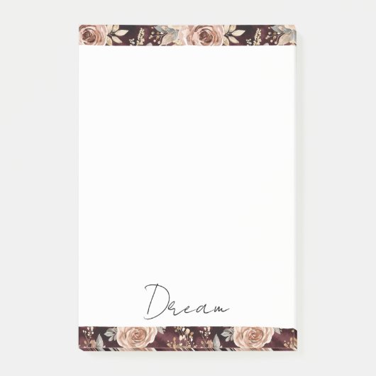 Bordeauxrood Blush Bloemige Trouwfeest Post-it® Notes (Voorkant)