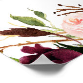 Bordeauxrood Blush Bloemige Trouwfoto Prop Poster (Hoek)