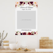 Bordeauxrood Blush Bloemige Trouwfoto Prop Poster (Keuken)