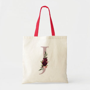 Bordeauxrood Blush Roze Monogram Letter J Trouwfee Tote Bag