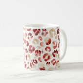 Bordeauxrood Crème Luipaardprint Koffiemok (Voorkant rechts)