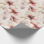 Bordeauxrood Crèmekleurig Bloem Bruids Shower Cadeaupapier (Hoek)