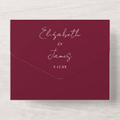 Bordeauxrood Elegant Script QR Code Huwelijk All In One Uitnodiging (Achterkant)
