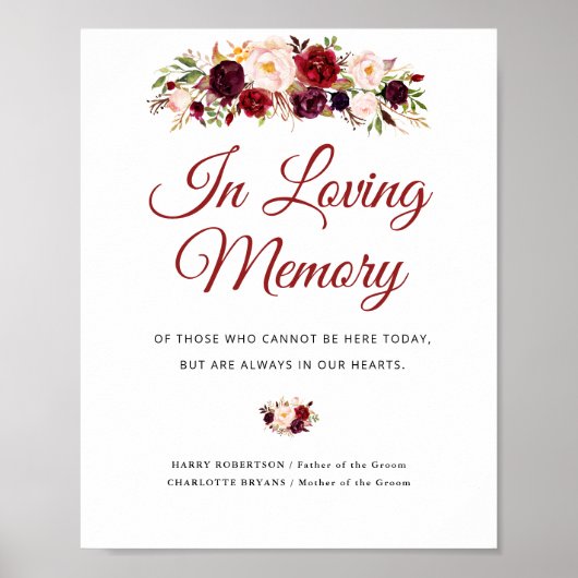 bordeauxrood en blozend blozend huwelijksjubileum poster (Voorkant)