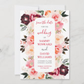 Bordeauxrood en blozend roze bloemige Bewaar de Da Save The Date (Voorkant)