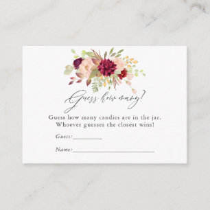 Bordeauxrood en Blush Roze Bloemen Baby Shower Sno Informatiekaartje