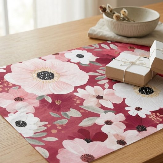 Bordeauxrood en Blush Waterverf Bloem Tissuepapier