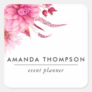 Bordeauxrood en Blush Waterverf Bloem Vierkante Sticker