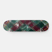 Bordeauxrood en bosgroen klassiek tartan persoonlijk skateboard (Horizontaal)