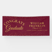 Bordeauxrood en goud glinsterende afstuderen spandoek (Horizontaal)