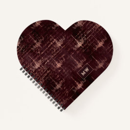Bordeauxrood en roosgoud vintage kalligrafie notitieboek