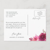 Bordeauxrood en Roze Herfst Trouw Dankjewel Briefkaart (Achterkant)