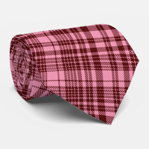 Bordeauxrood en Roze Schotse Ruit Design Stropdas