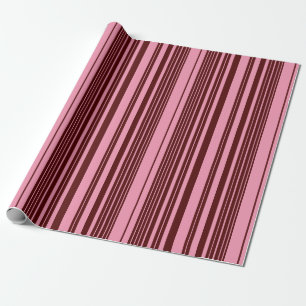 Bordeauxrood en Roze Strepen Patroon Ontwerp Cadeaupapier
