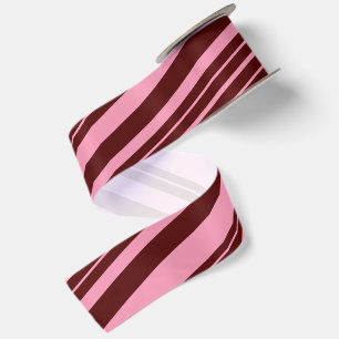 Bordeauxrood en roze strepenpatroon ontwerp satijnen lint
