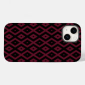 Bordeauxrood en zwart diamantpatroon Case-Mate iPhone case (Achterkant (horizontaal))