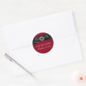 Bordeauxrood en zwart parelboogsticker ronde sticker (Envelop)