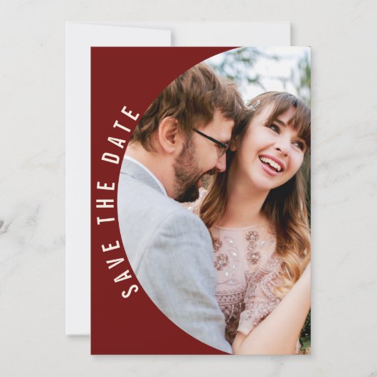 Bordeauxrood Foto Elegant Bloemrijke Herfst Bruilo Save The Date (Voorkant)