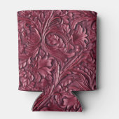 bordeauxrood gesneden leer blikjeskoeler (Achterkant)