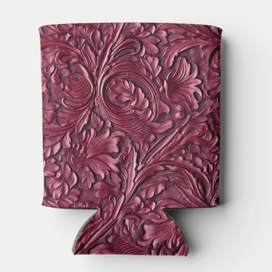 bordeauxrood gesneden leer blikjeskoeler (Achterkant)