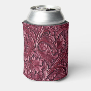 bordeauxrood gesneden leer blikjeskoeler