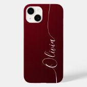 Bordeauxrood Glans Elegante Kalligrafie Script Naa Case-Mate iPhone Case (Achterkant)