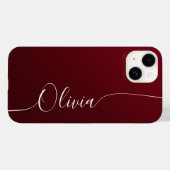 Bordeauxrood Glans Elegante Kalligrafie Script Naa Case-Mate iPhone Case (Achterkant (horizontaal))