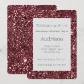 Bordeauxrood Glitz Glitter Glans 16e Verjaardag Kaart (Voorkant / Achterkant)