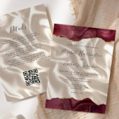 Bordeauxrood Goud Agaat Ivoor Zijde QR Code Bruilo Kaart