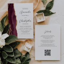 Bordeauxrood Goud Agaat QR Code Huwelijk